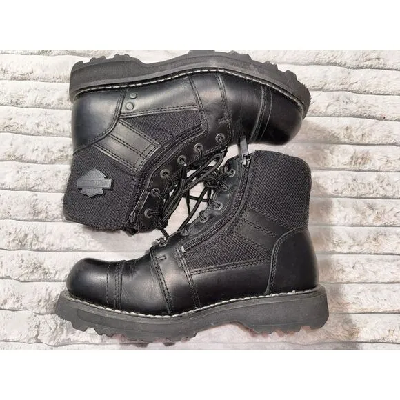 Harley-Davidson Mens 8 Womens 10 Bonham Black Motorcycle Boots (D) BHFO 0551 EUC