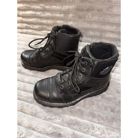 Harley-Davidson Mens 8 Womens 10 Bonham Black Motorcycle Boots (D) BHFO 0551 EUC