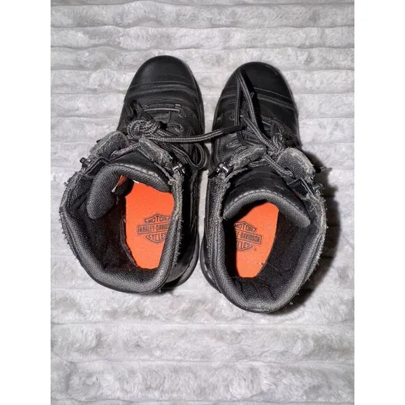 Harley-Davidson Mens 8 Womens 10 Bonham Black Motorcycle Boots (D) BHFO 0551 EUC