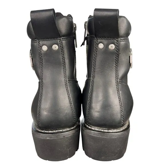 Harley Davidson Mens Black Leather Waterproof Biker Moto Boots Size US 8.5
