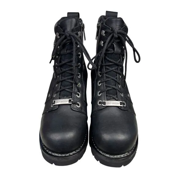 Harley Davidson Mens Black Leather Waterproof Biker Moto Boots Size US 8.5