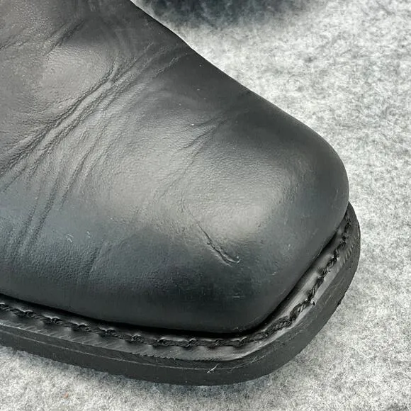 Harley Davidson Moto Black Leather Studded Side ZIp Square Toe Boots Women 7.5