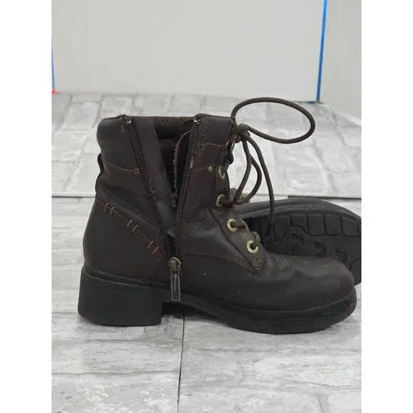 Harley Davidson Motorcycles Ankle Boots Brown‎ Women's 6 Lace Up Zipper 83531