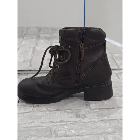 Harley Davidson Motorcycles Ankle Boots Brown‎ Women's 6 Lace Up Zipper 83531