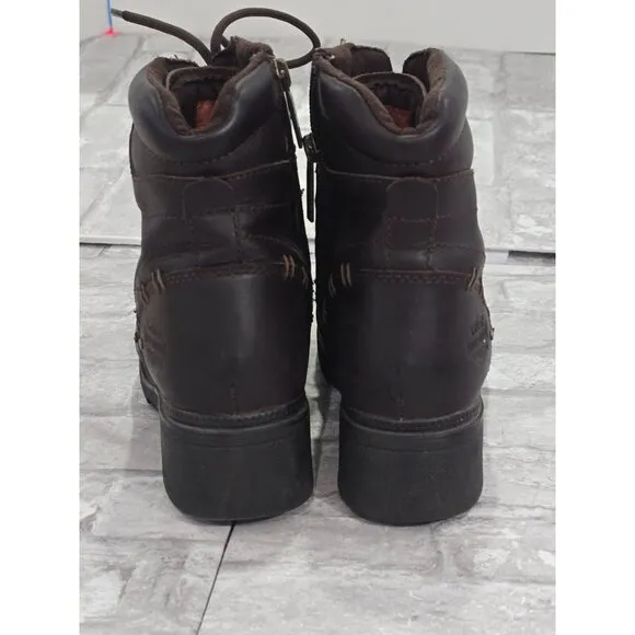 Harley Davidson Motorcycles Ankle Boots Brown‎ Women's 6 Lace Up Zipper 83531