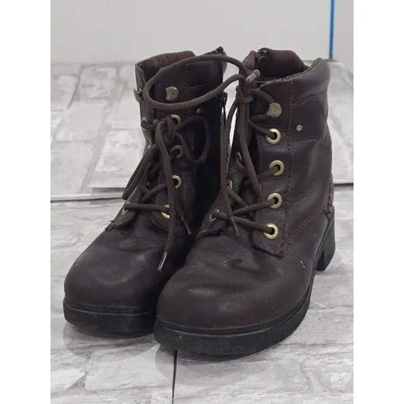 Harley Davidson Motorcycles Ankle Boots Brown‎ Women's 6 Lace Up Zipper 83531