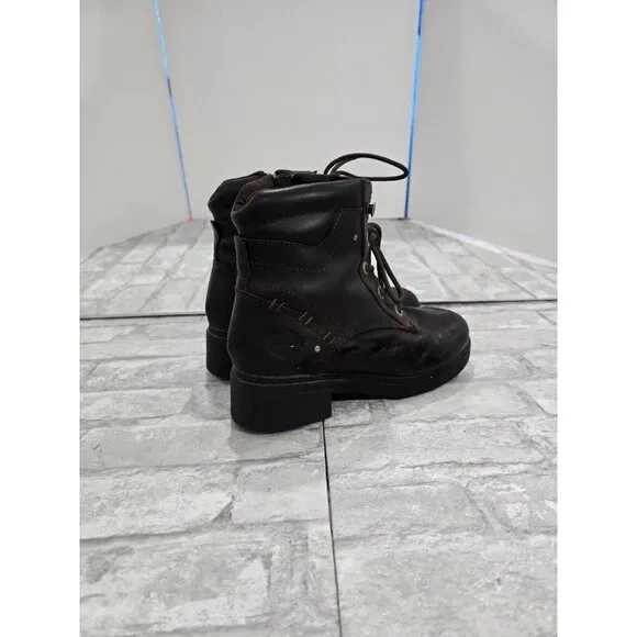 Harley Davidson Motorcycles Ankle Boots Brown‎ Women's 6 Lace Up Zipper 83531