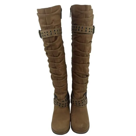 Harley Davidson Women Sz 6.5 Maribel Suede Leather Tall Slouch Heeled Zip Boots
