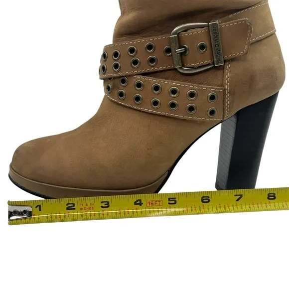 Harley Davidson Women Sz 6.5 Maribel Suede Leather Tall Slouch Heeled Zip Boots