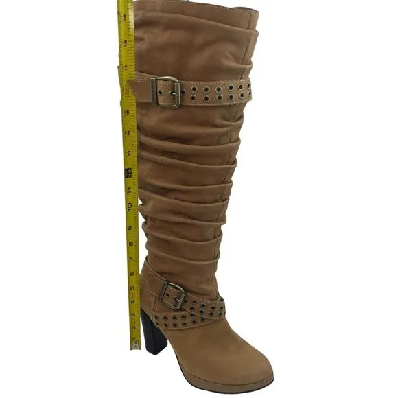 Harley Davidson Women Sz 6.5 Maribel Suede Leather Tall Slouch Heeled Zip Boots