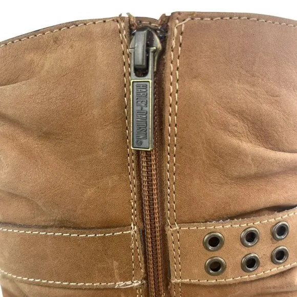 Harley Davidson Women Sz 6.5 Maribel Suede Leather Tall Slouch Heeled Zip Boots