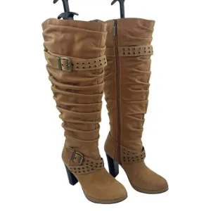 Harley Davidson Women Sz 6.5 Maribel Suede Leather Tall Slouch Heeled Zip Boots