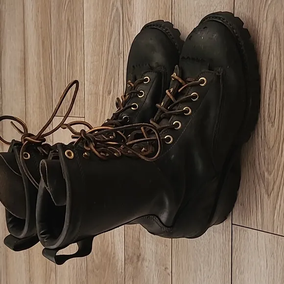 HATHORN‎ EXPLORER H7809 Black Leather Mens 8.5 D Outdoor Smokejumper Boots RARE