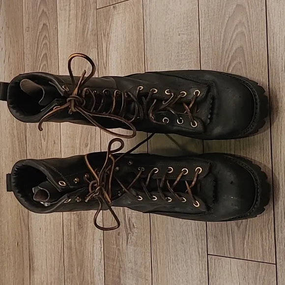 HATHORN‎ EXPLORER H7809 Black Leather Mens 8.5 D Outdoor Smokejumper Boots RARE