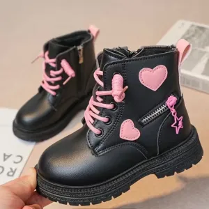Heart Plus Fleece Boots With Zipper For girls