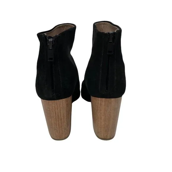 HELMUT LANG Calf Suede Block Heel Black Ankle Boots