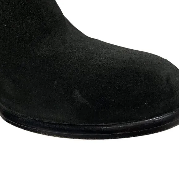 HELMUT LANG Calf Suede Block Heel Black Ankle Boots