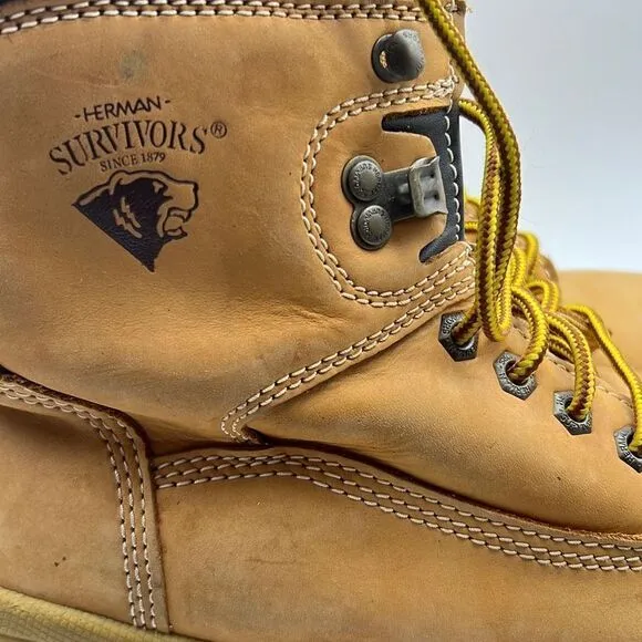 Herman survivors steel toe leather upper Preowned boots- mens 7