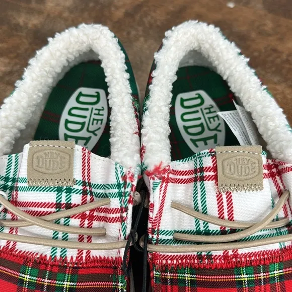 Hey Dude Shoes Kids Youth 4 Wally Tri Y Tartan Plaid Slip On Loafers Chistmas