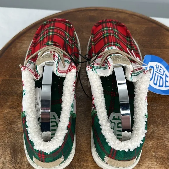 Hey Dude Shoes Kids Youth 4 Wally Tri Y Tartan Plaid Slip On Loafers Chistmas