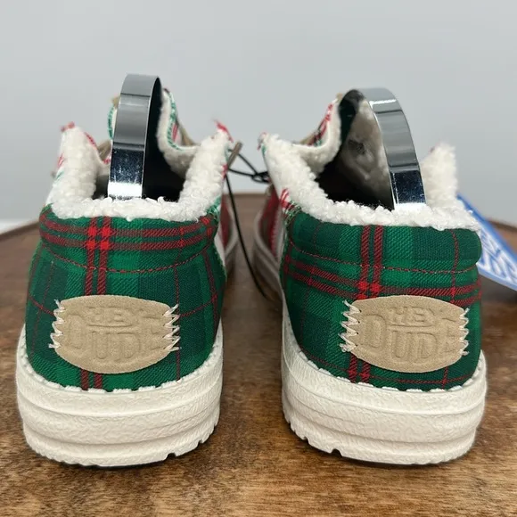 Hey Dude Shoes Kids Youth 4 Wally Tri Y Tartan Plaid Slip On Loafers Chistmas