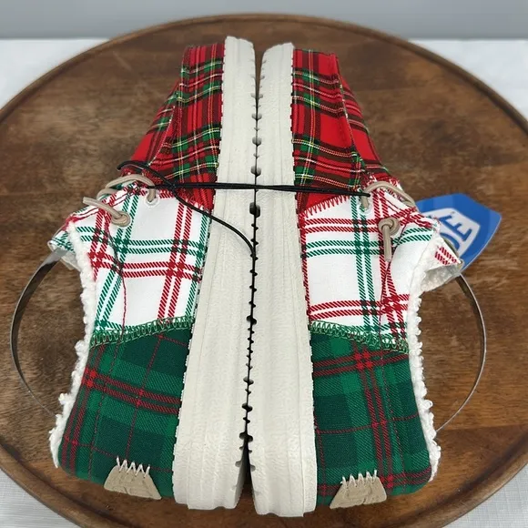 Hey Dude Shoes Kids Youth 4 Wally Tri Y Tartan Plaid Slip On Loafers Chistmas