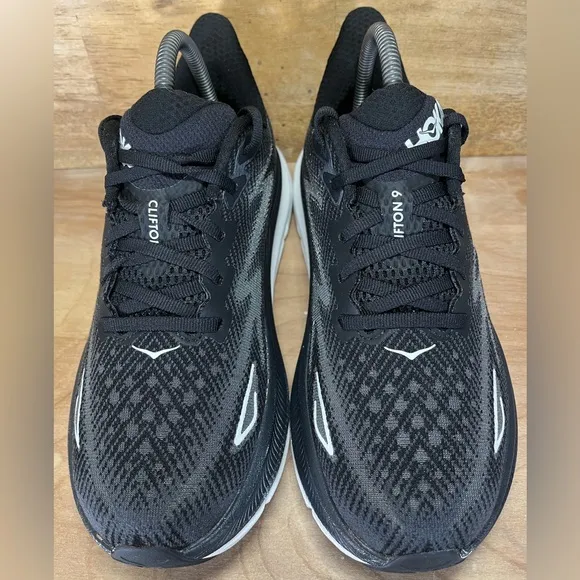 Hoka One One Clifton 9 REFLECTIVE Womens Size 8 Running Shoes Sneakers Black