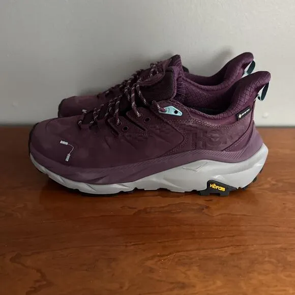Hoka Shoes Womens 9 Grape Wine Kaha 2 Low GTX Waterproof Gortex Vibram Sole