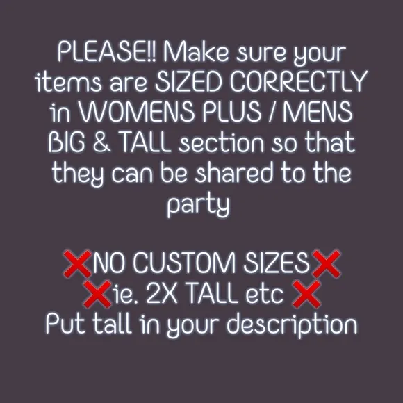 🎉HOSTING 9/3 @7 EST Everything Big Tall and Plus Party 🎉