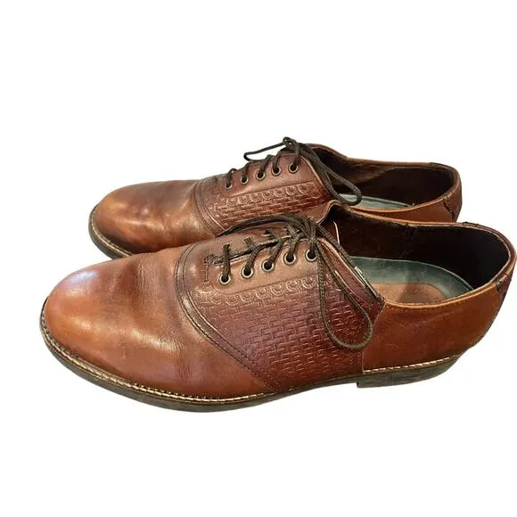 H.S. Trask Men's 10.5 Bozeman Montana Brown Leather Saddle Shoes Oxfords Lace-Up