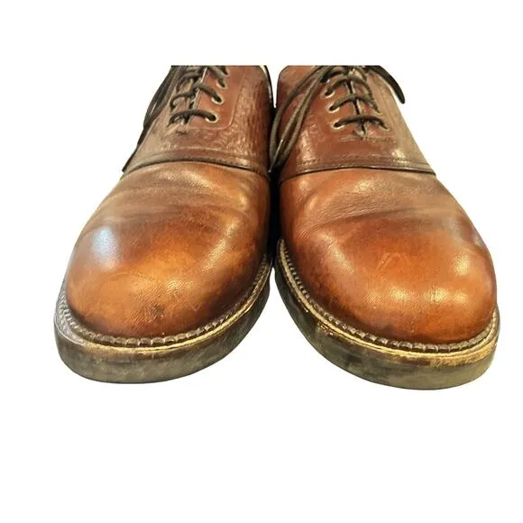 H.S. Trask Men's 10.5 Bozeman Montana Brown Leather Saddle Shoes Oxfords Lace-Up