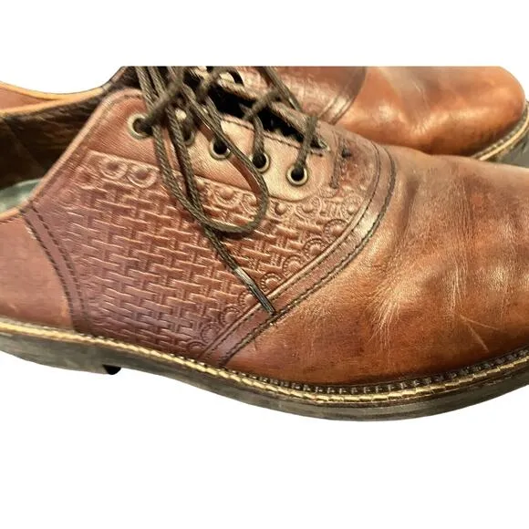 H.S. Trask Men's 10.5 Bozeman Montana Brown Leather Saddle Shoes Oxfords Lace-Up