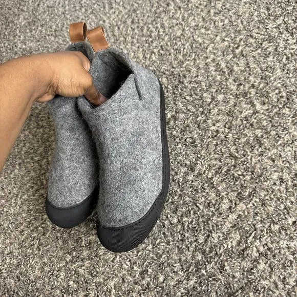 Huckberry Greys Wool Indoor Outdoor Slipper Boots Rubber Sole Mens 8 Gray New