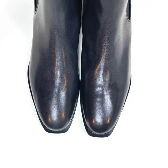 Hugo Black Leather Stacked Chelsea Boots for Men