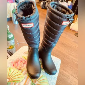 Hunter Black Quilted Tall Boots