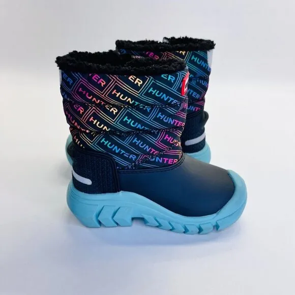 Hunter Girls' Intrepid Logo Cold Weather Snow Boots Size US 7 UK 6 Rainbow Logo