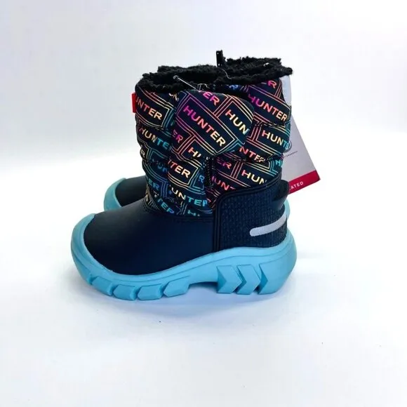 Hunter Girls' Intrepid Logo Cold Weather Snow Boots Size US 7 UK 6 Rainbow Logo