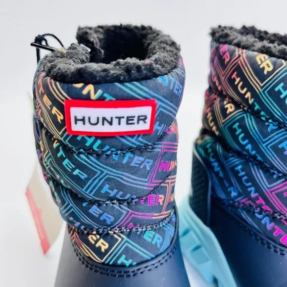 Hunter Girls' Intrepid Logo Cold Weather Snow Boots Size US 7 UK 6 Rainbow Logo