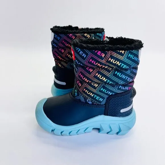 Hunter Girls' Intrepid Logo Cold Weather Snow Boots Size US 7 UK 6 Rainbow Logo