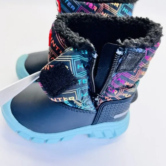 Hunter Girls' Intrepid Logo Cold Weather Snow Boots Size US 7 UK 6 Rainbow Logo