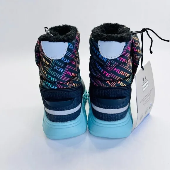 Hunter Girls' Intrepid Logo Cold Weather Snow Boots Size US 7 UK 6 Rainbow Logo
