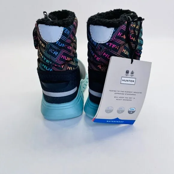 Hunter Girls' Intrepid Logo Cold Weather Snow Boots Size US 7 UK 6 Rainbow Logo
