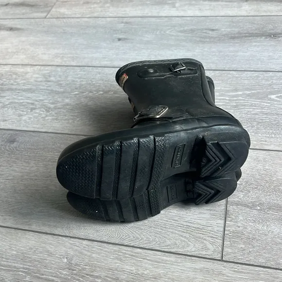 Hunter kids original Black Motorcycle-Style Rain Boots size 3