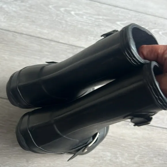 Hunter kids original Black Motorcycle-Style Rain Boots size 3