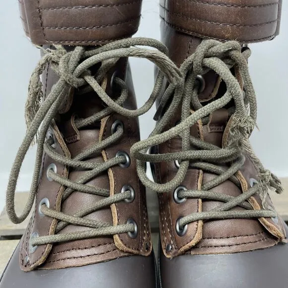 Hunter Lace Up Shearling Lined Duck Boots In Brown Size 9