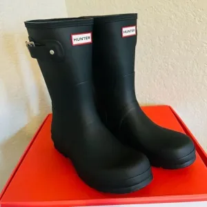 HUNTER Original Short Waterproof Rain Boot, Rubber Black, Size 13, NWT