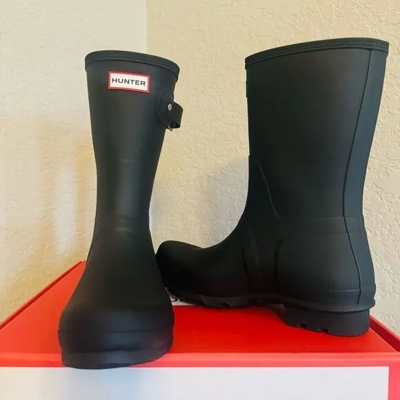 HUNTER Original Short Waterproof Rain Boot, Rubber Black, Size 13, NWT