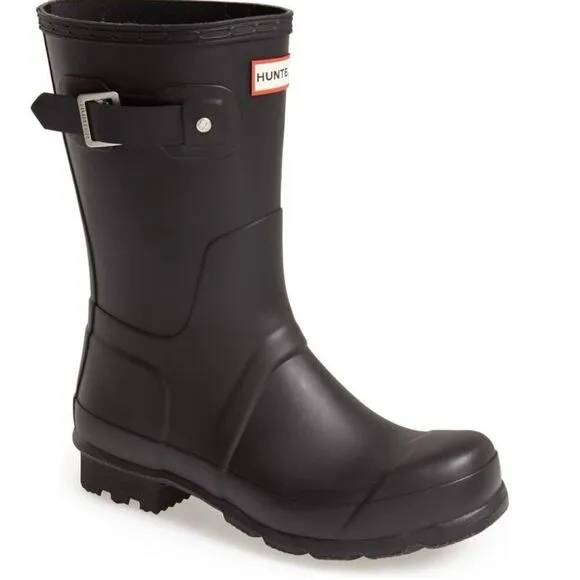 HUNTER Original Short Waterproof Rain Boot, Rubber Black, Size 13, NWT