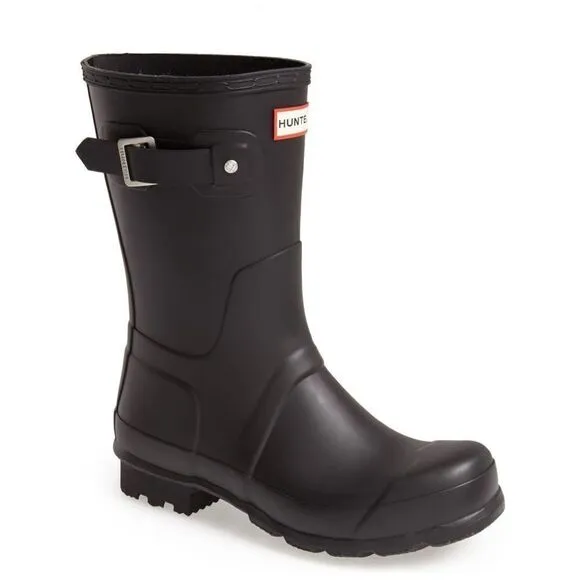 HUNTER Original Short Waterproof Rain Boot, Rubber Black, Size 13, NWT