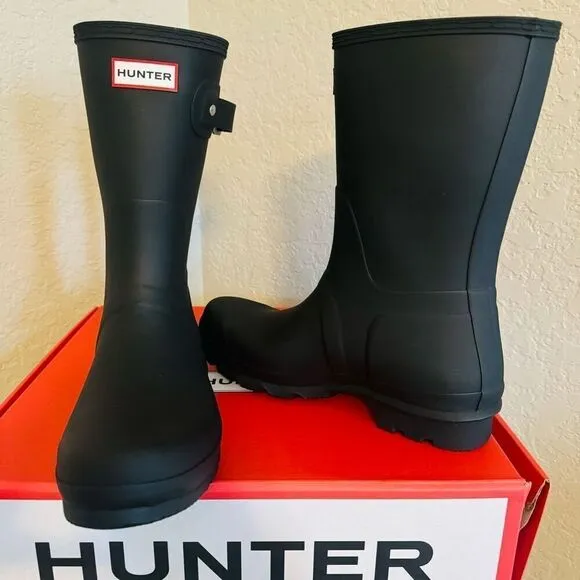 HUNTER Original Short Waterproof Rain Boot, Rubber Black, Size 13, NWT